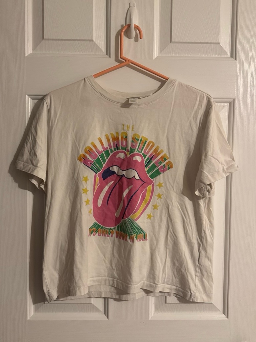 The Rolling Stones White Graphic Tee with Pink Tongue Logo